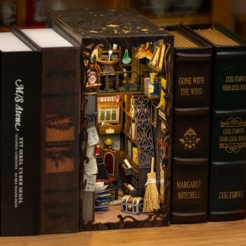 Magic Pharmacist Book Nook Kit with Light - Miniature Toy Kit DIY on book shelf