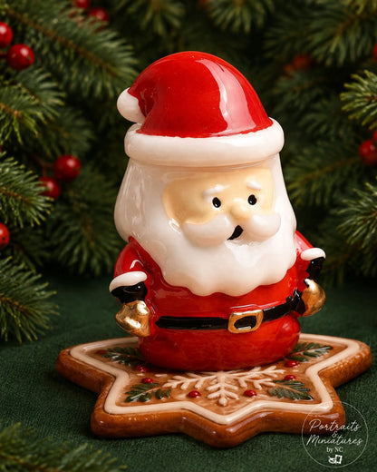 Miniature Santa Teacup - 1:12 Scale Dollhouse Christmas Decor