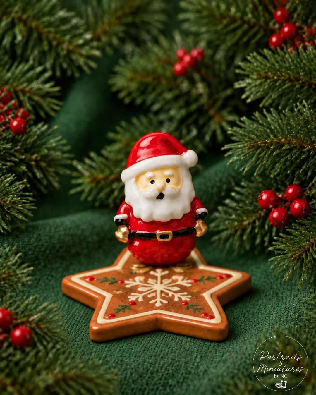 Miniature Santa Teacup - 1:12 Scale Dollhouse Christmas Decor