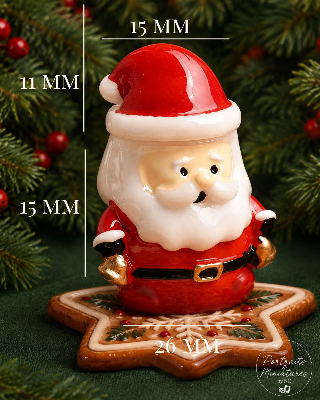 Miniature Santa Teacup - 1:12 Scale Dollhouse Christmas Decor