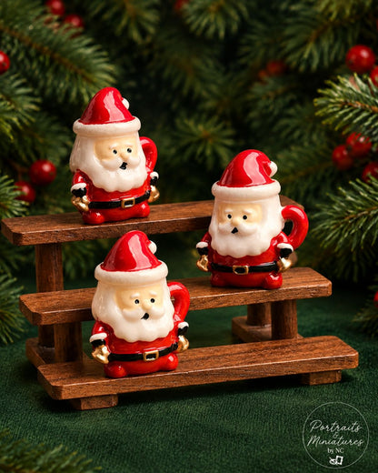 Miniature Santa Teacup - 1:12 Scale Dollhouse Christmas Decor