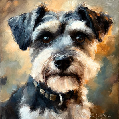 Schnauzer Puppy Oil Painting Commission