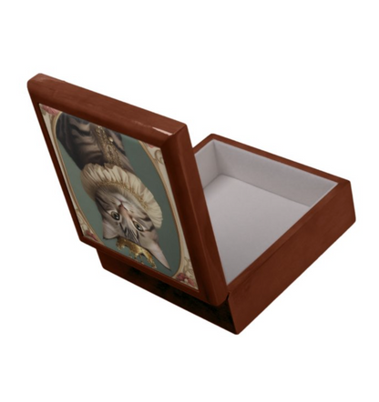 Princess Paws Keepsake Gift Box with lid open-Golden-oak