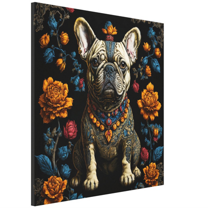 Mexican Folk Art French Bulldog Canvas Print side