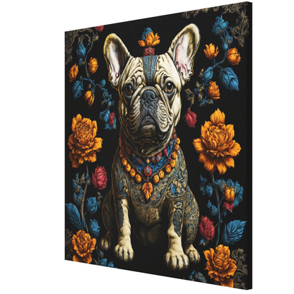 Mexican Folk Art French Bulldog Canvas Print 24"x24"
