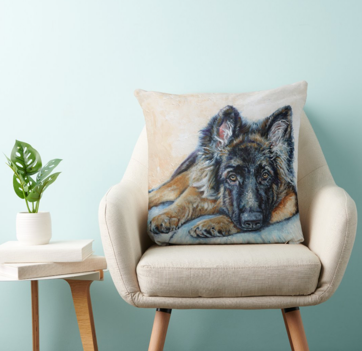 German Shepherd Pillow on Chair