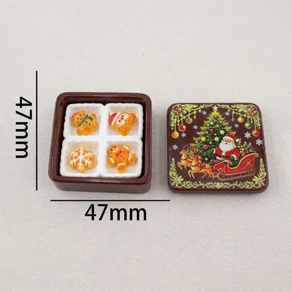 Miniature Christmas Gingerbread Cookie Gift Box - 3D Resin Cabochon Sets for Crafts & Dollhouse Decor