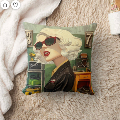ToolTimeBlonde Throw  Pillow 16"x16"-by blanket