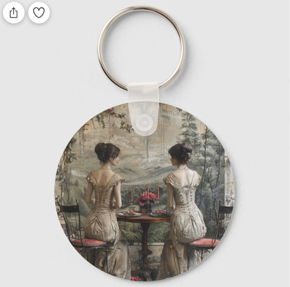 Victorian-twins-Tea-party-keychain-aluminum-circle-back