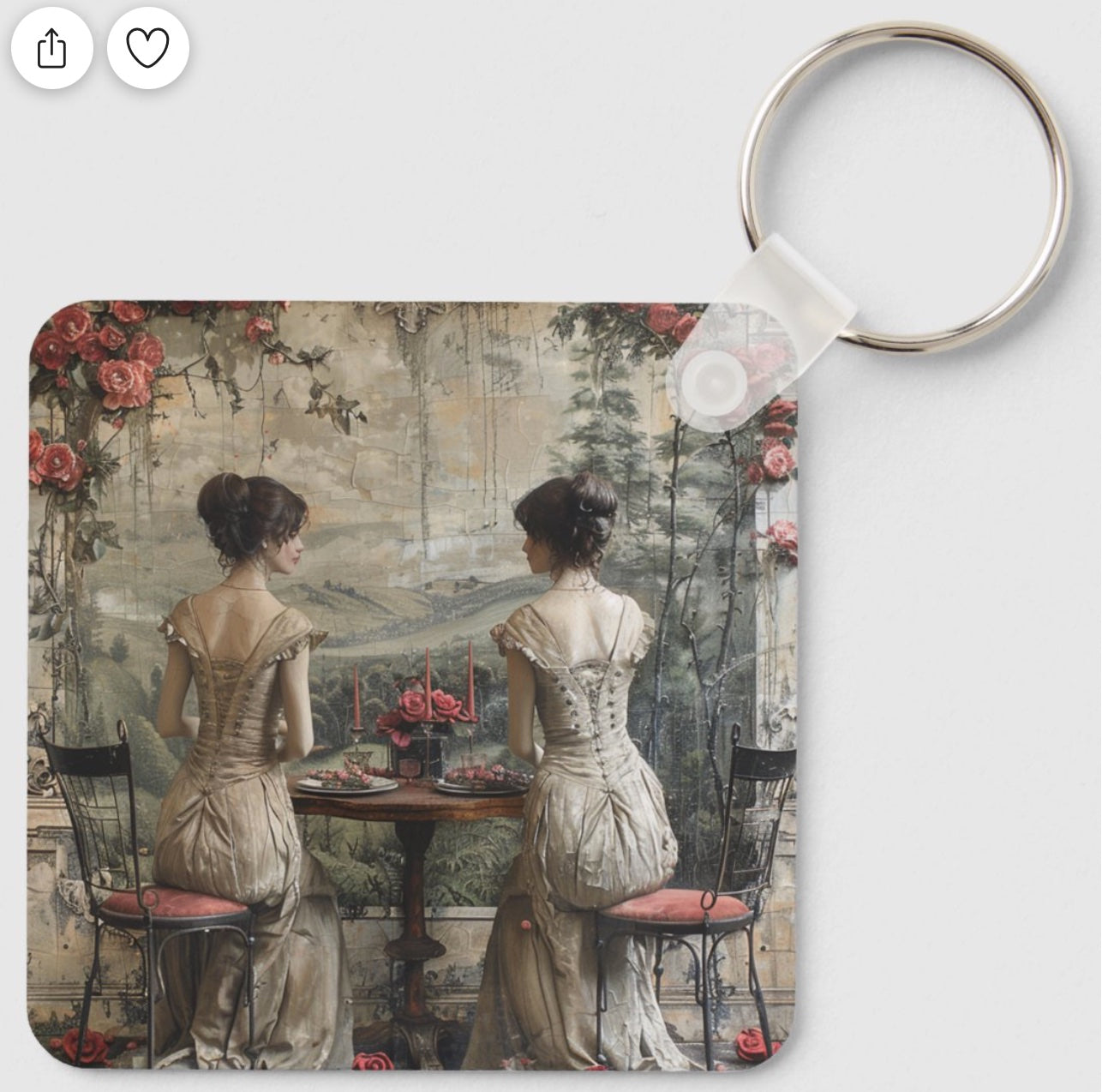 Victorian-twins-Tea-party-keychain-aluminum-square-back