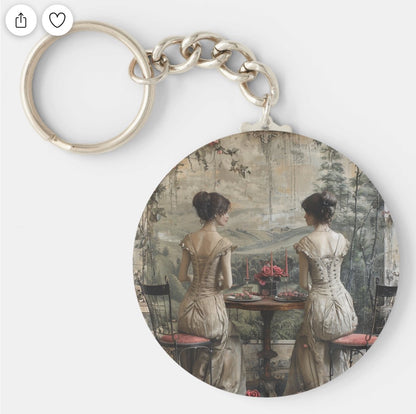 Victorian-twins-Tea-party-keychain-basic-round