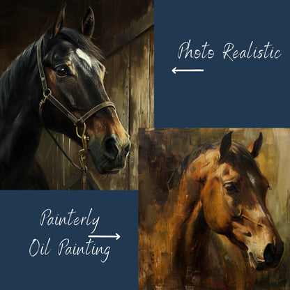Horse portraits photo realistic versus painterly