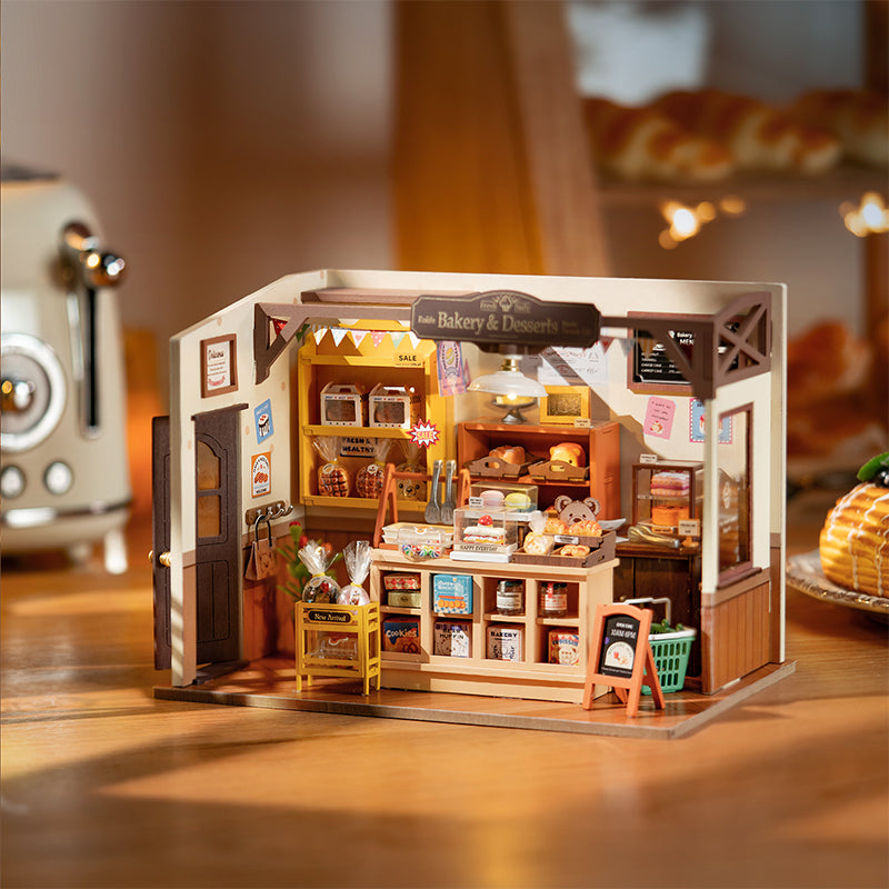 Robotime Rolife Becka's Baking House DIY Miniature House For Kids Children 3D Wooden Assembly Toys Easy Connection Home Decorate in situ