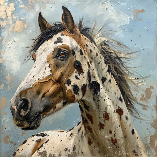 Appaloosa Horse Portrait with Sky Background