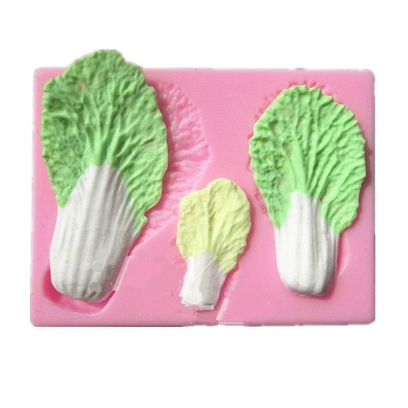 Green Vegetable Chinese Cabbage Silicone Craft Mold leaves close up