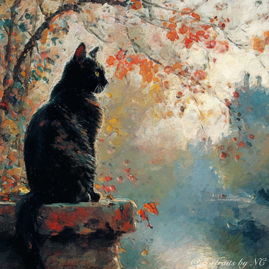 black-cat-by-river-painting