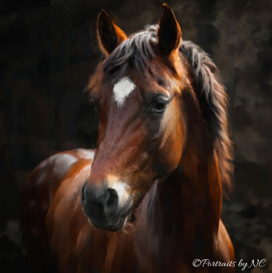 brown horse painting