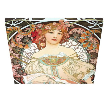 Day Dream After Alphonso Mucha - Stretched Canvas Print 24"x24"