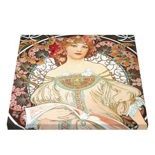 Day Dream After Alphonso Mucha - Stretched Canvas Print 24"x24"