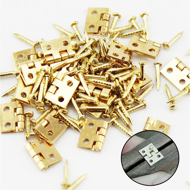 Miniature Small Hinge - Copper Hinge Dollhouse Building Supplies close-up