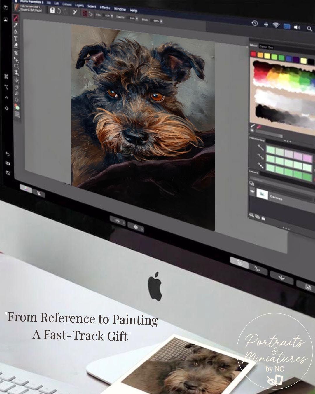 Miniature Schnauzer Hand-Painted Digital Portrait | Portrait Commission