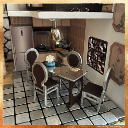 Bachelor Flat Diorama - 1/24 scale Room Box Miniaturedining room