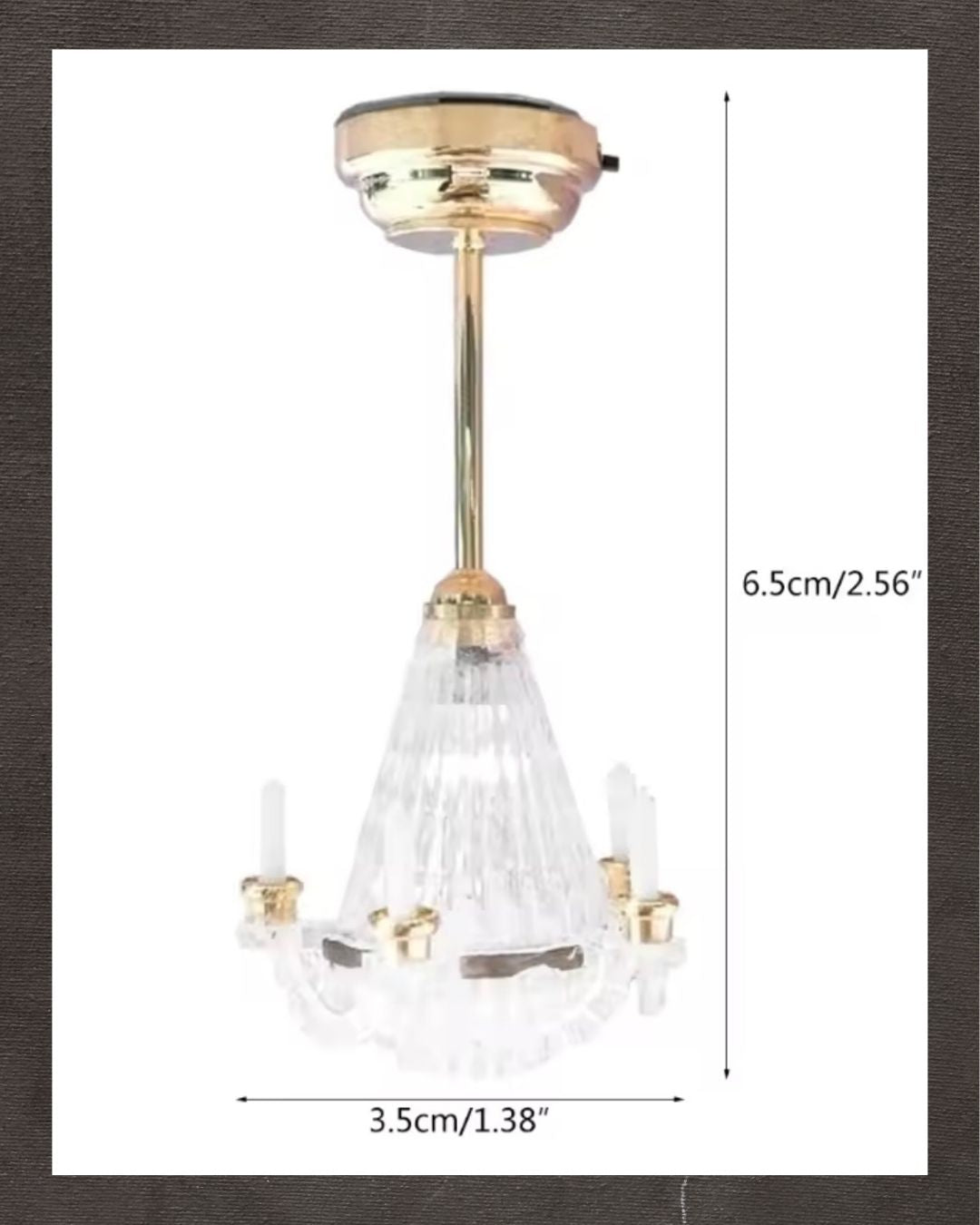 Miniature Chandelier 1/12 Scaled Vivid Decorative Mini Ceiling Lamp with 5 LED Candle for Dollhouse