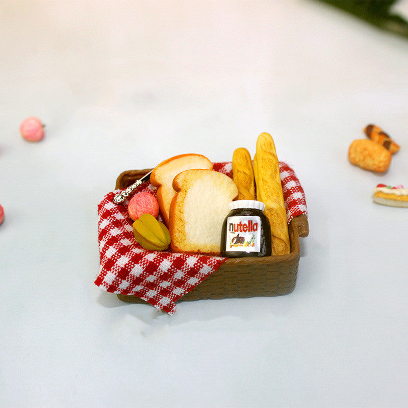 Miniature Food Play Mini Bread Basket with Nutella