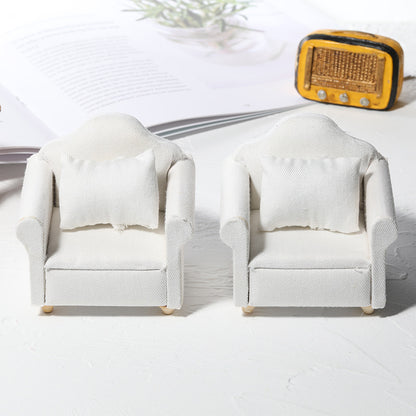 White Fabric Sofa 3-piece Miniature Dollhouse Furniture
