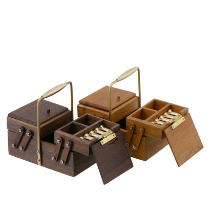 1:6 Scale Miniature Wooden Sewing Boxes with Spools