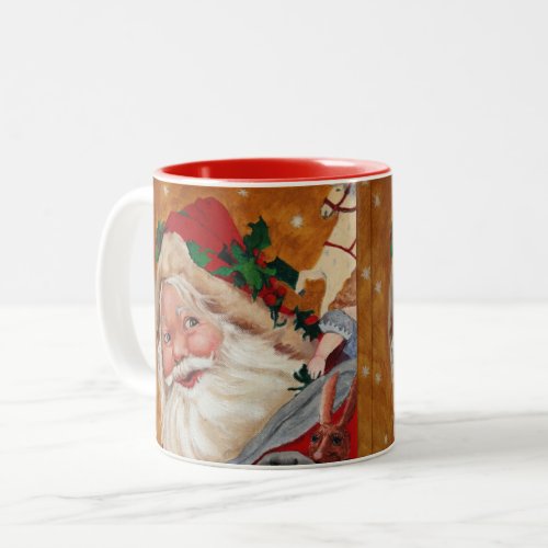 Jolly Santa Christmas Two-Tone Coffee Mug  11oz