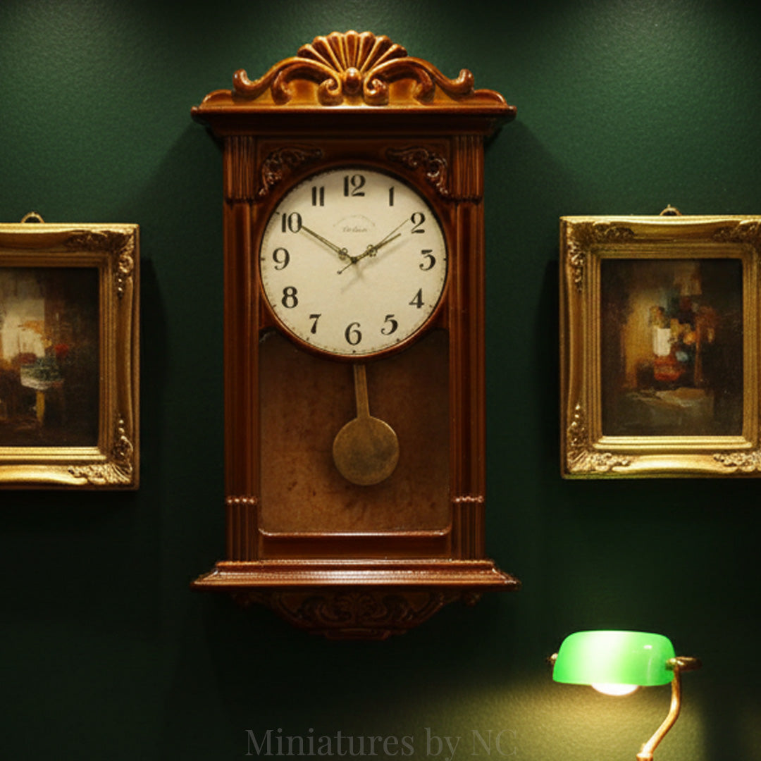 Wide Dollhouse Roman Wall Clock 1 12 Scale