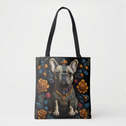 Mexican Folk Art Bulldog Shoulder Tote Bag