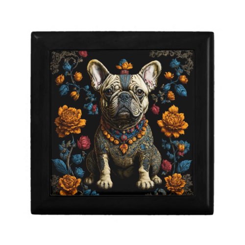 Mexican Folk Art French Bulldog Keepsake Box
