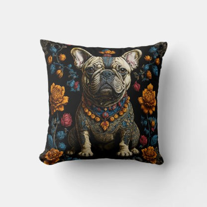 Mexican Folk Art French Bulldog Pillow 16"x16"