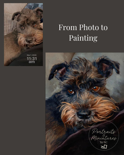 Miniature Schnauzer Hand-Painted Digital Portrait | Portrait Commission