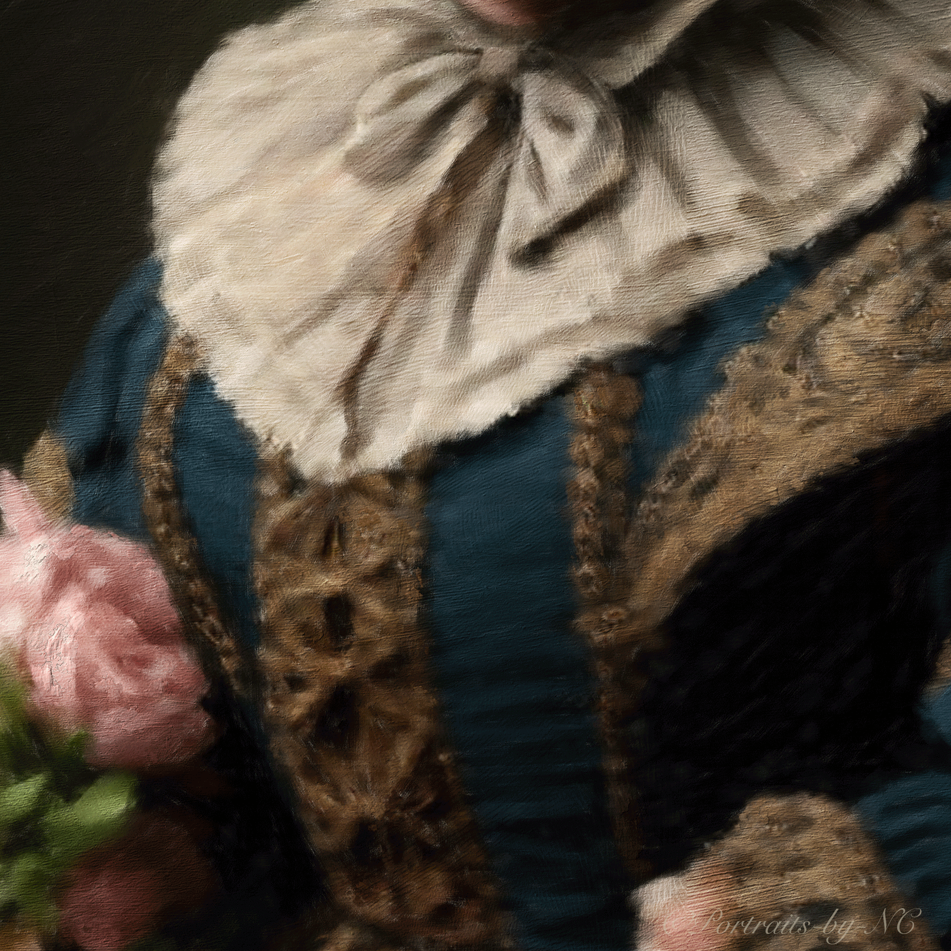 Piggy in Victorian Elegance Canvas Print outfit detail
