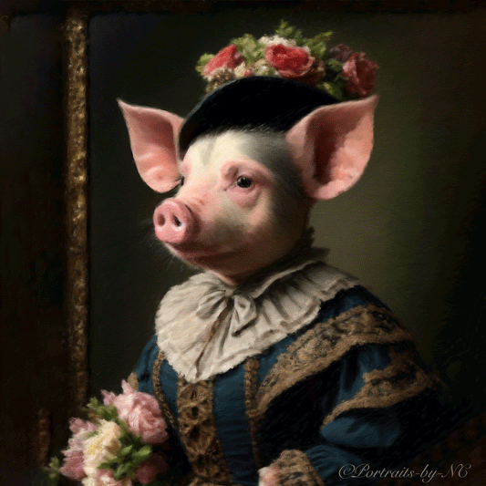 Piggy in Victorian Elegance Canvas Print