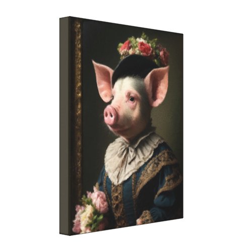 Piggy in Victorian Elegance Canvas Print sides