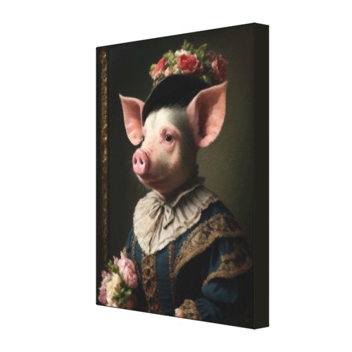 Piggy in Victorian Elegance Canvas Print side