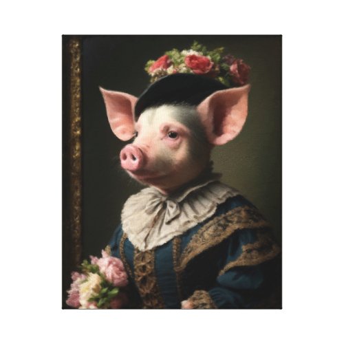 Piggy in Victorian Elegance Canvas Print front