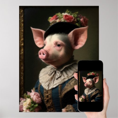 Piggy in Victorian Elegance Poster Print downloadable