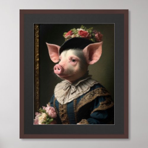 Piggy in Victorian Elegance Poster Print with mat and frame