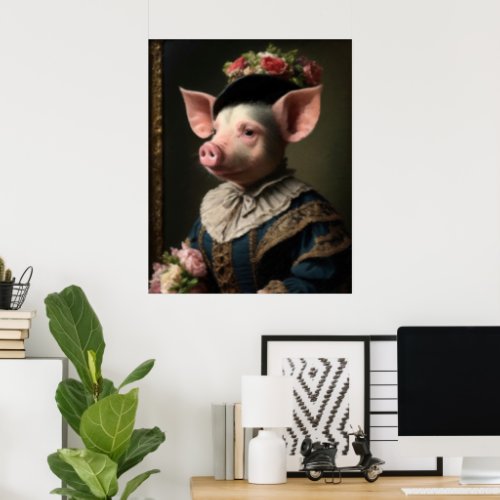 Piggy in Victorian Elegance Poster Print in room