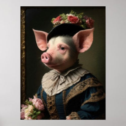 Piggy in Victorian Elegance Poster Print