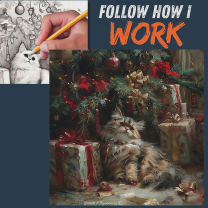Persian Cat under the Christmas Tree Painting