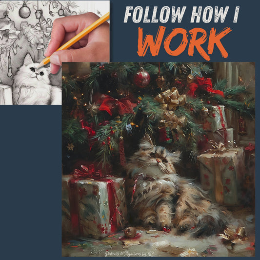 Persian Cat under the Christmas Tree Painting