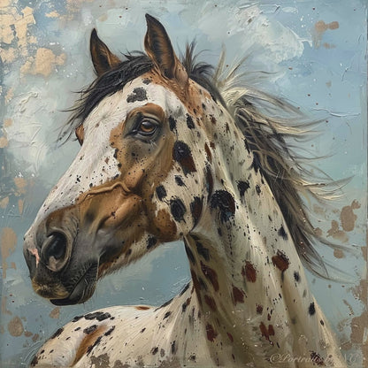 Appaloosa Custom Horse Portrait  Brown and Beige Background