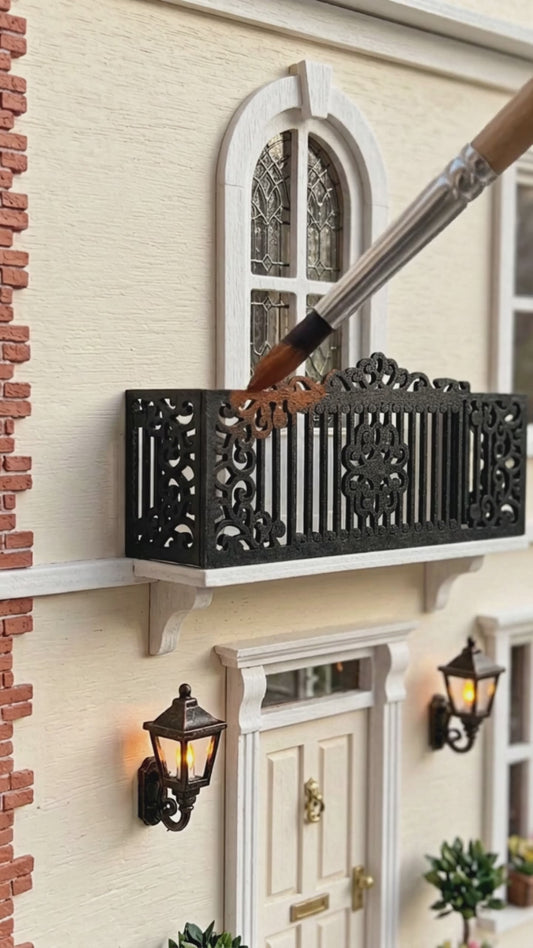 1/12 Scale Dollhouse Balcony - Faux Wrought Iron Miniature Architectural Detail