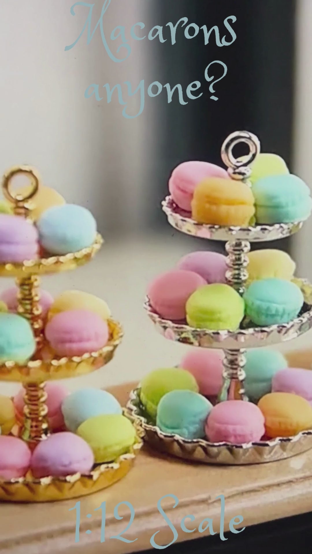  Miniature Macaron  Dollhouse Three Tiered Cake Stand - 1:12 Scale Dollhouse Kitchen Accessory video